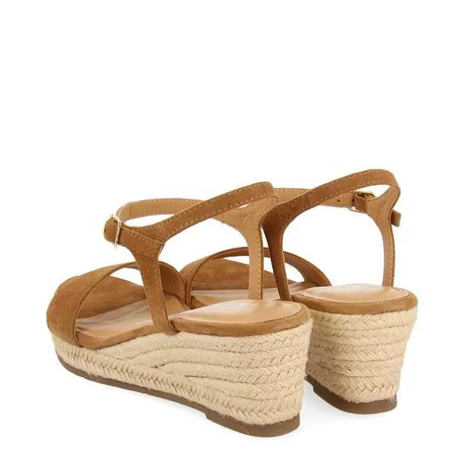 Sandalias Cuña<Gioseppo Sandalias De Piel En Color Cuero Con Cuña De Yute Para Mujer Xarre