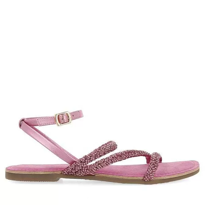 Sandalias Planas<Gioseppo Sandalias De Piel Fucsia Con Adornos Para Mujer Sorlingas