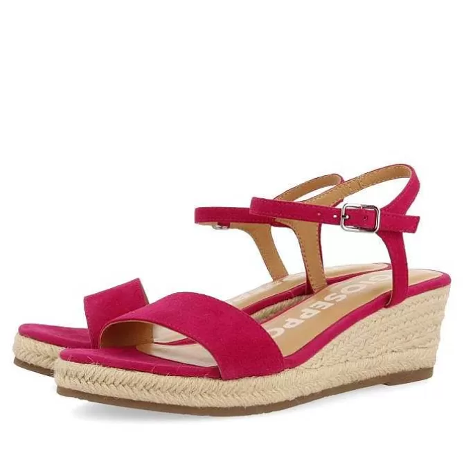 Sandalias Cuña<Gioseppo Sandalias De Piel Fucsia Con Cuña De Yute Para Mujer Xarre
