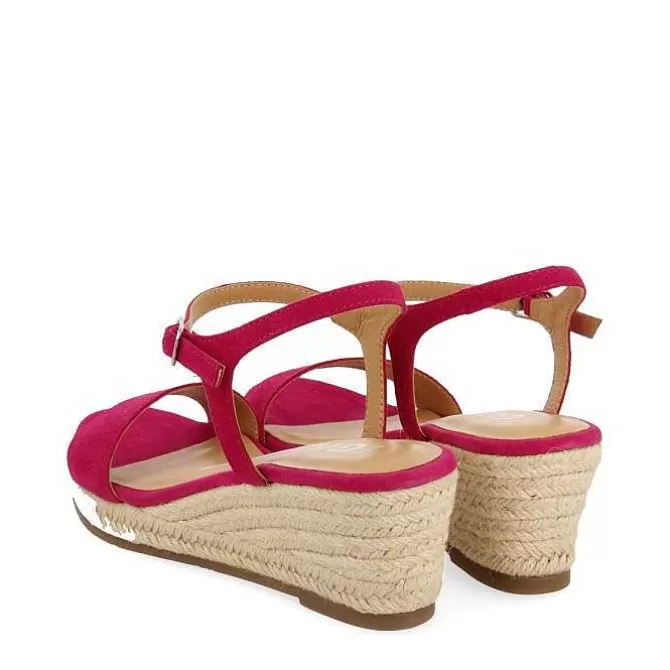 Sandalias Cuña<Gioseppo Sandalias De Piel Fucsia Con Cuña De Yute Para Mujer Xarre