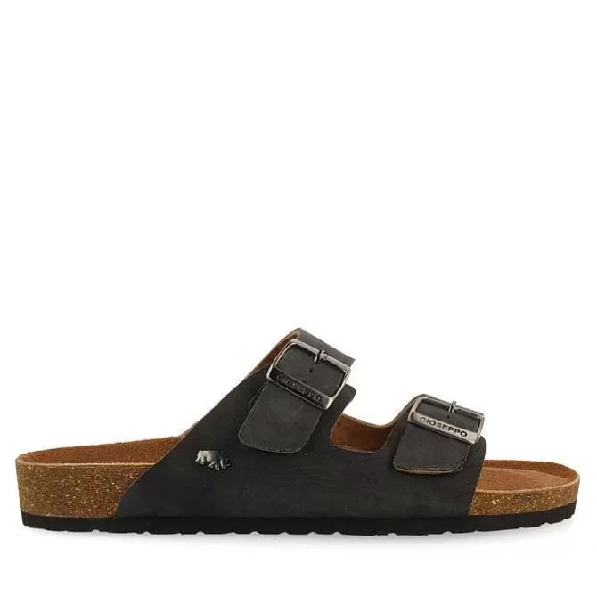 Chancletas<Gioseppo Sandalias De Piel Negra Con Suela Bio Para Hombre Vizzini