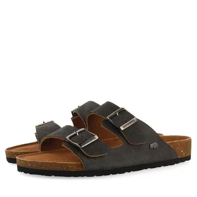 Chancletas<Gioseppo Sandalias De Piel Negra Con Suela Bio Para Hombre Vizzini