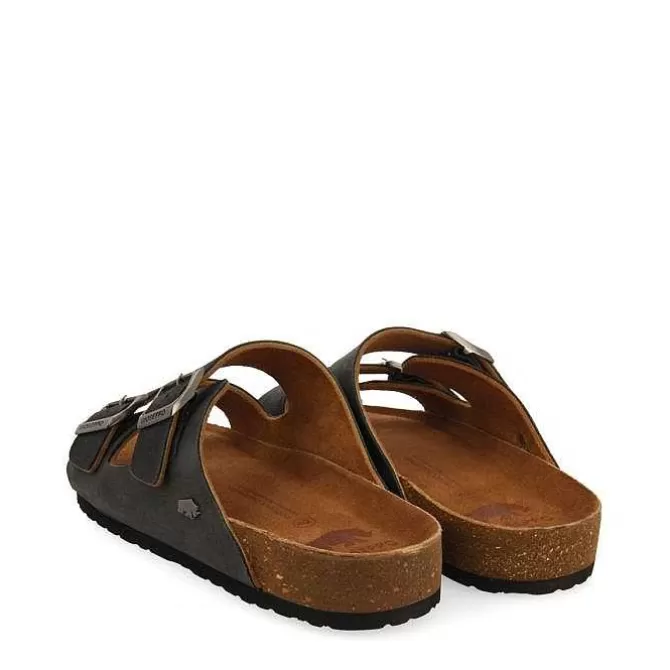 Chancletas<Gioseppo Sandalias De Piel Negra Con Suela Bio Para Hombre Vizzini