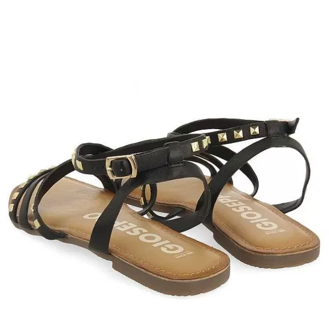 Sandalias Planas<Gioseppo Sandalias De Piel Negra Con Tachas Para Mujer Maizi