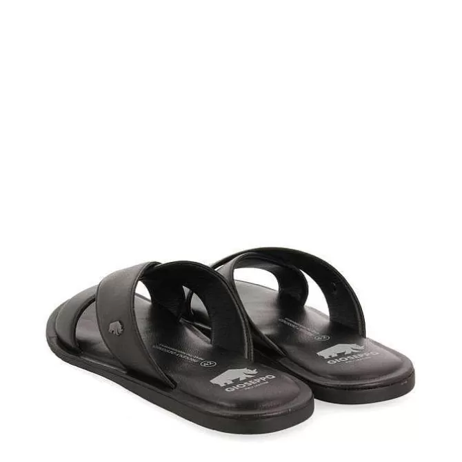 Chancletas<Gioseppo Sandalias De Piel Negra Con Tira Cruzada Para Hombre Orosh