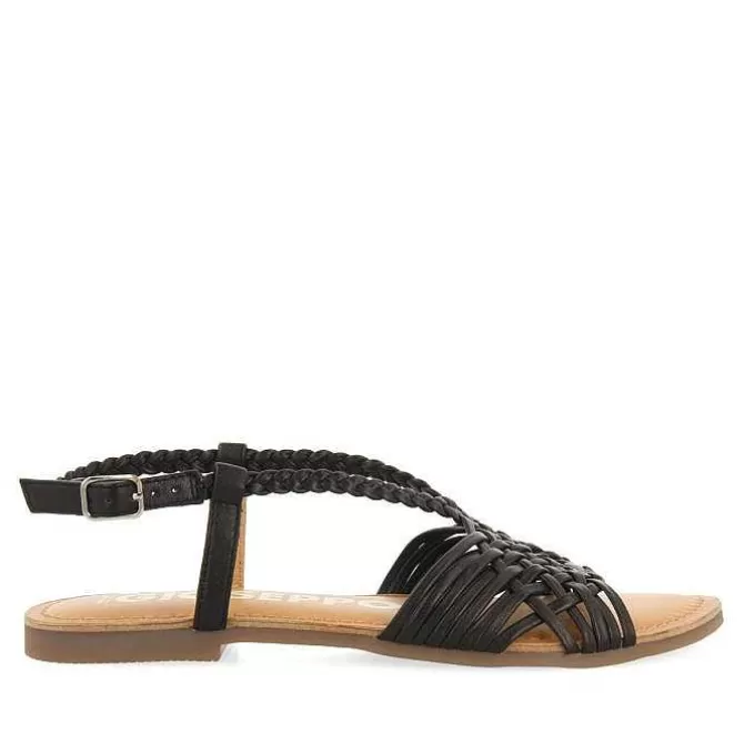 Sandalias Planas<Gioseppo Sandalias De Piel Negra Con Tirantes Cruzados Para Mujer Aidone