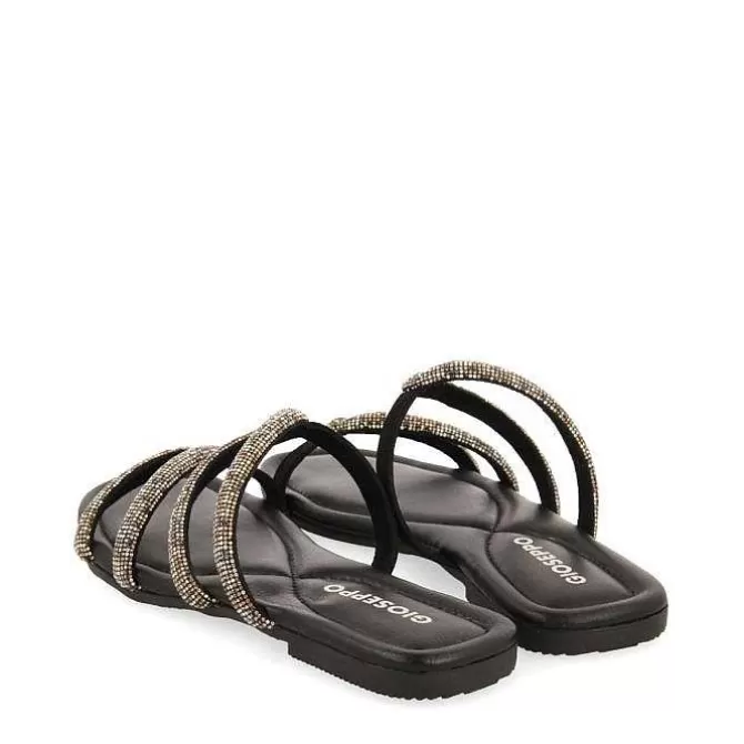 Sandalias Planas<Gioseppo Sandalias De Piel Negra Con Tiras Y Adornos Para Mujer Bonifay