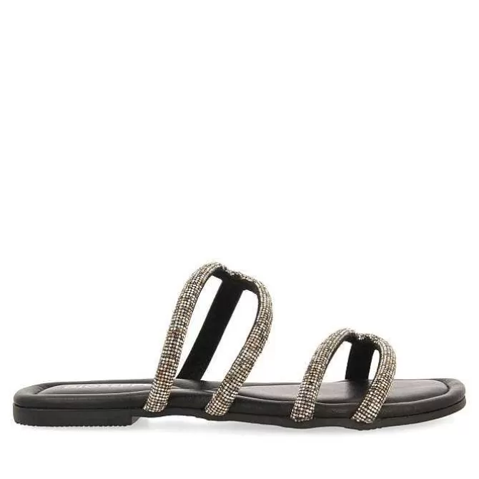 Sandalias Planas<Gioseppo Sandalias De Piel Negra Con Tiras Y Adornos Para Mujer Bonifay