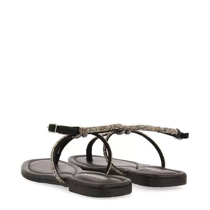 Sandalias Planas<Gioseppo Sandalias De Piel Negra Con Tiras Y Adornos Para Mujer Quemado