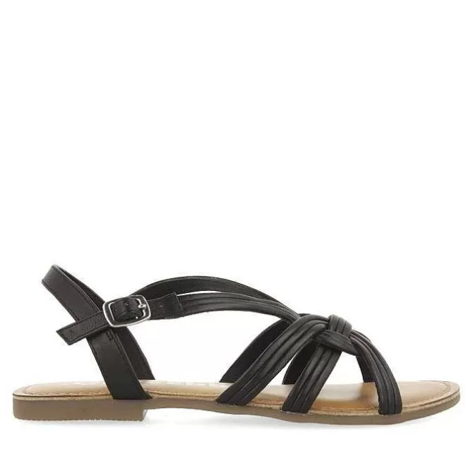 Sandalias Planas<Gioseppo Sandalias De Piel Negra Tiras Cruzadas Para Mujer Golaj