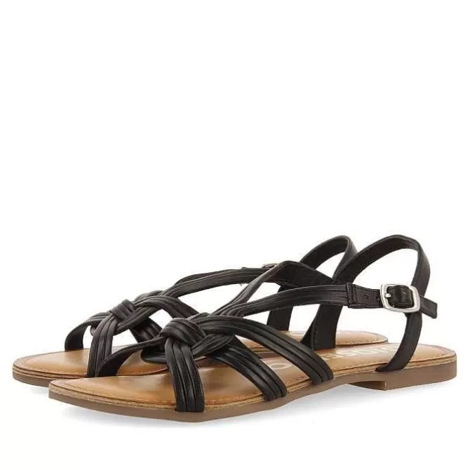 Sandalias Planas<Gioseppo Sandalias De Piel Negra Tiras Cruzadas Para Mujer Golaj
