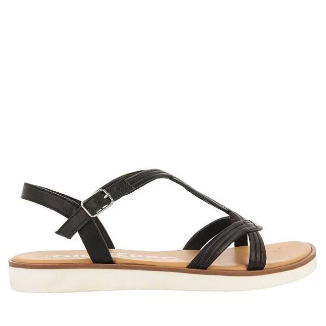 Sandalias Planas<Gioseppo Sandalias De Piel Negras Con Tirantes Para Mujer En Cornualles