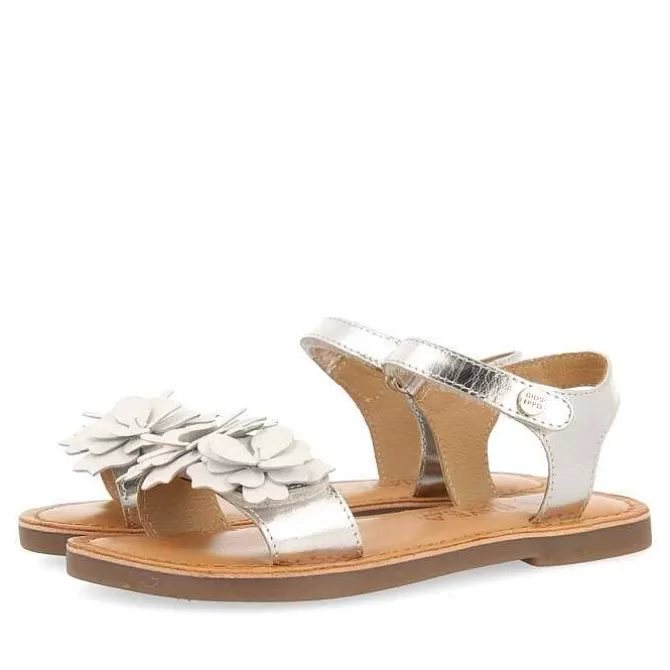 Niñas | Sandalias<Gioseppo Sandalias De Piel Plata Con Adornos De Flores Para Nina Y Nino Imotski