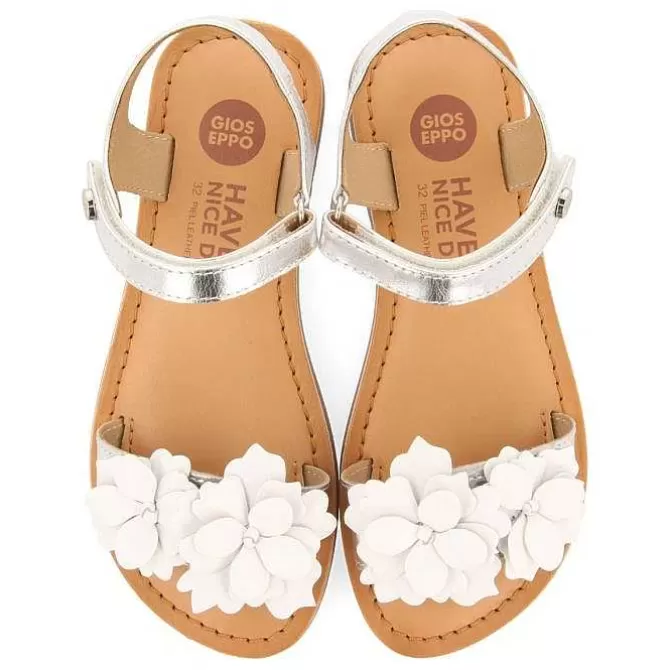 Niñas | Sandalias<Gioseppo Sandalias De Piel Plata Con Adornos De Flores Para Nina Y Nino Imotski
