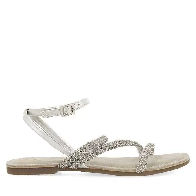 Sandalias Planas<Gioseppo Sandalias De Piel Plata Con Adornos Para Mujer Sorlingas