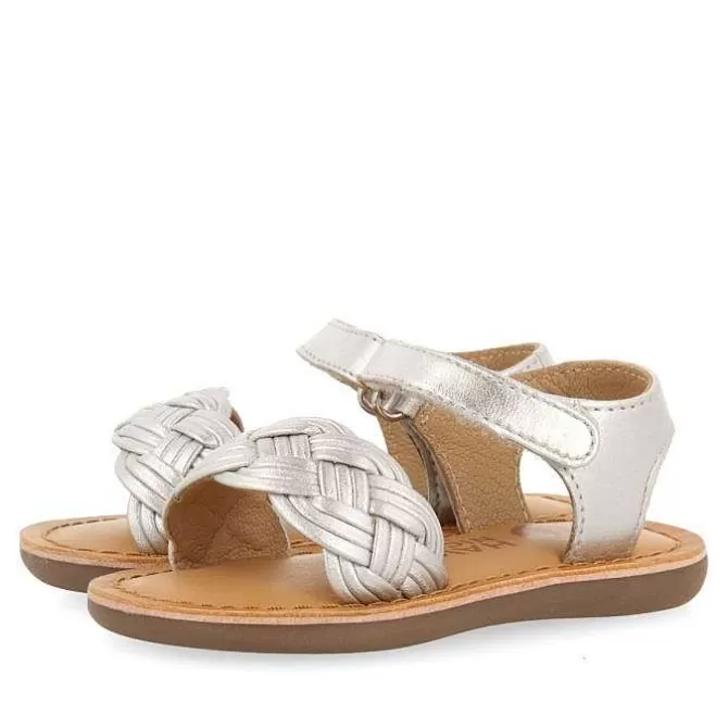 Bebe | Sandalias Bebe Nina<Gioseppo Sandalias De Piel Plata Con Trenzado Y Cierre Ajustable Para Bebe Flushe