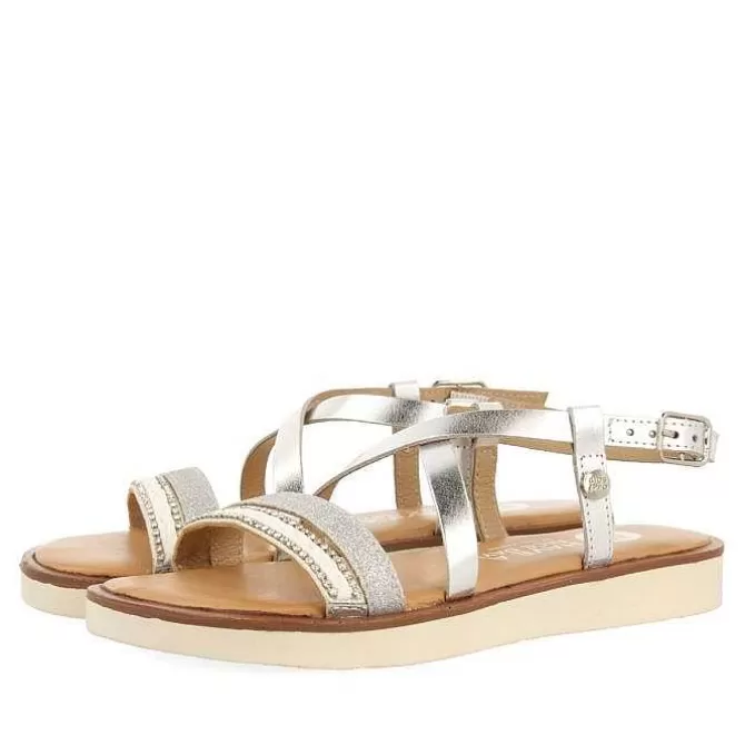 Niñas | Sandalias<Gioseppo Sandalias De Piel Plata Con Trenzados, Brillos Y Accesos Metalizados Para Nina Y Nino Merrill