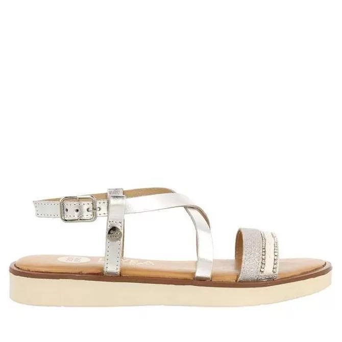 Niñas | Sandalias<Gioseppo Sandalias De Piel Plata Con Trenzados, Brillos Y Accesos Metalizados Para Nina Y Nino Merrill