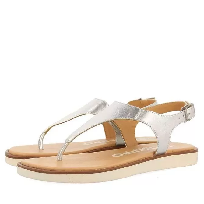Sandalias Planas<Gioseppo Sandalias De Piel Plata Para Mujer Fierze