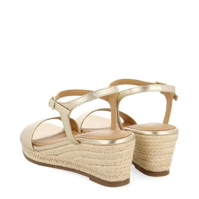 Sandalias Cuña<Gioseppo Sandalias De Piel Platino Con Cuña De Yute Para Mujer Yalaha