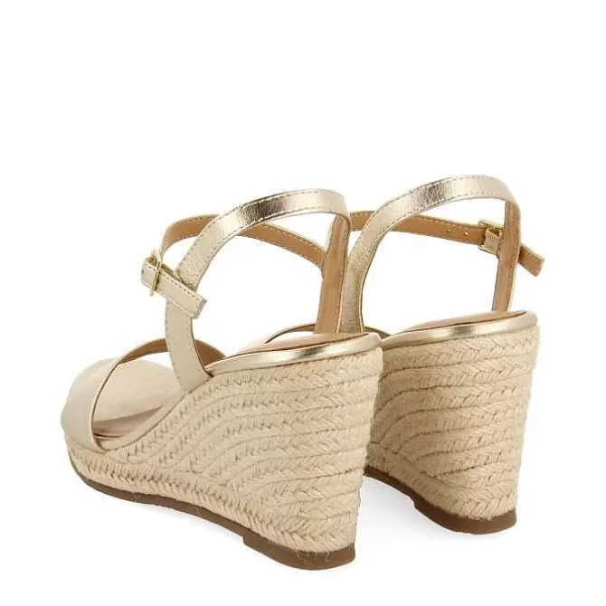 Sandalias Cuña<Gioseppo Sandalias De Piel Platino Con Cuña De Yute Para Mujer Zhepe