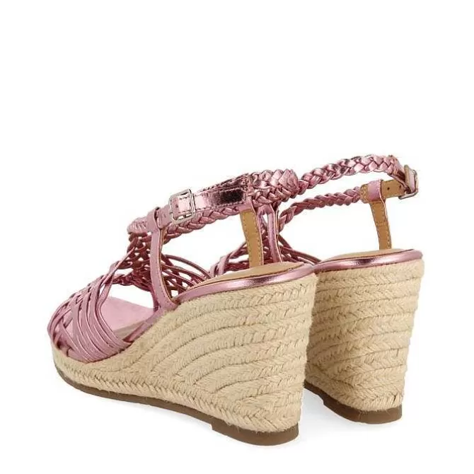 Sandalias Cuña<Gioseppo Sandalias De Piel Rosa Con Tiras Y Cuña Alta De Yute Para Mujer Glide