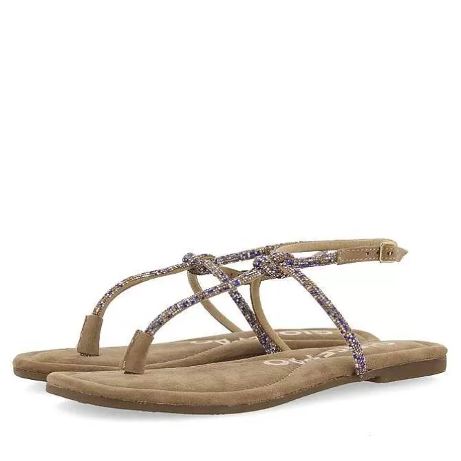 Sandalias Planas<Gioseppo Sandalias De Piel Taupe Con Tiras Y Adornos Para Mujer Seffner