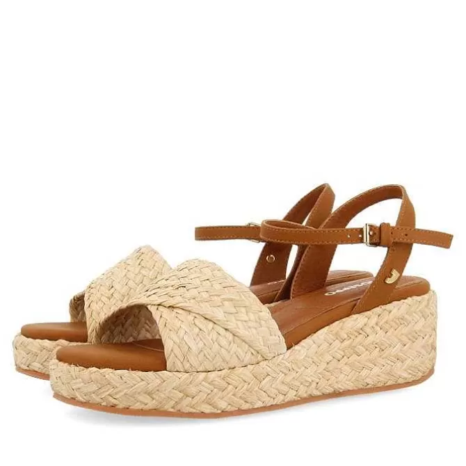 Sandalias Cuña<Gioseppo Sandalias De Rafia Con Plataforma Color Natural Para Mujer Coos