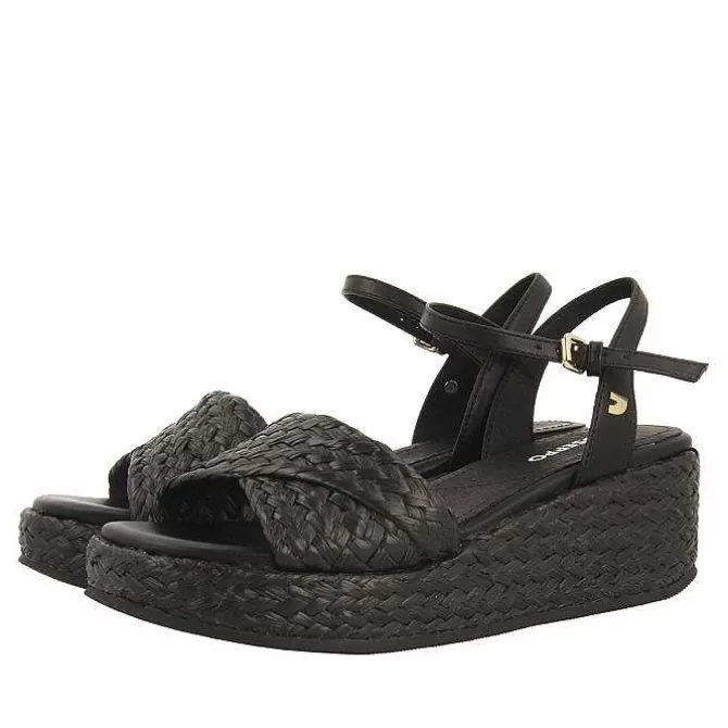 Sandalias Cuña<Gioseppo Sandalias De Rafia Negras Con Plataforma Para Mujer Coos