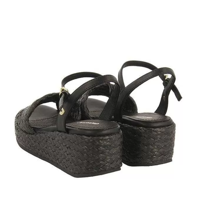 Sandalias Cuña<Gioseppo Sandalias De Rafia Negras Con Plataforma Para Mujer Coos