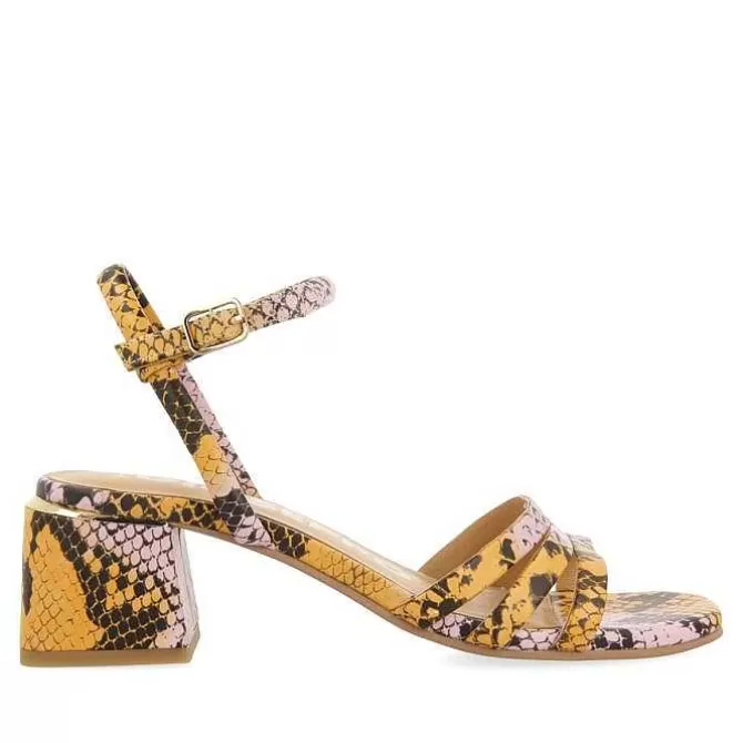 Sandalias Tacon<Gioseppo Sandalias De Tacon Con Estampado Animal Multicolor De Piel Para Mujer Kutalli