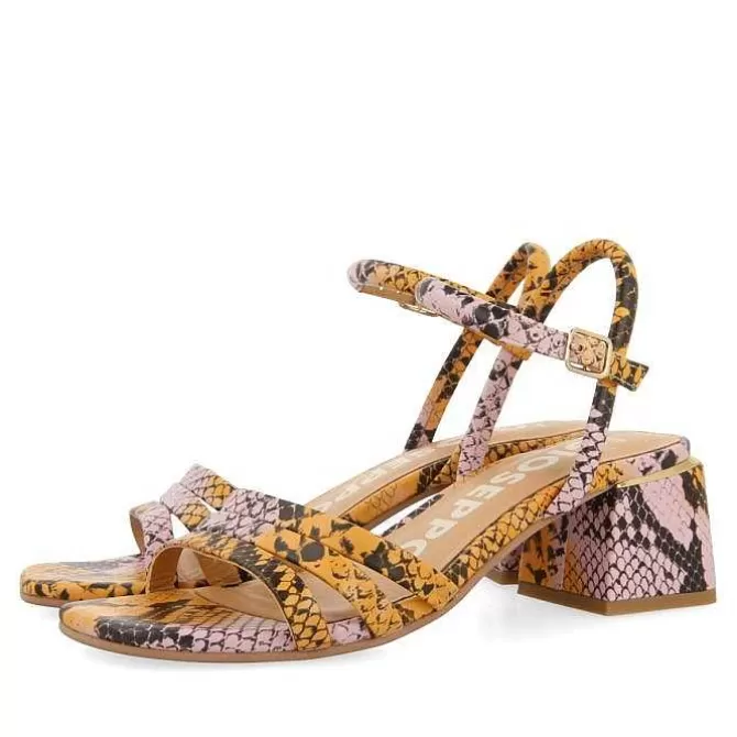 Sandalias Tacon<Gioseppo Sandalias De Tacon Con Estampado Animal Multicolor De Piel Para Mujer Kutalli
