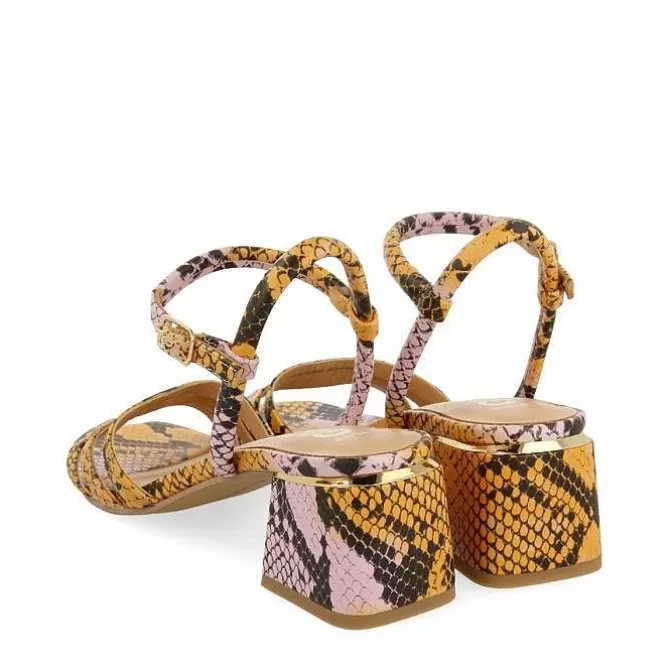 Sandalias Tacon<Gioseppo Sandalias De Tacon Con Estampado Animal Multicolor De Piel Para Mujer Kutalli