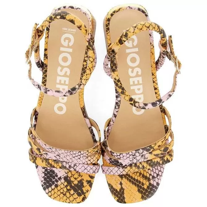 Sandalias Tacon<Gioseppo Sandalias De Tacon Con Estampado Animal Multicolor De Piel Para Mujer Kutalli