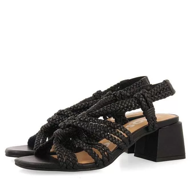 Sandalias Tacon<Gioseppo Sandalias De Tacon De Piel Negro Con Detalle Trenzado Para Mujer Maliq