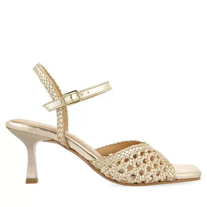 Sandalias Tacon<Gioseppo Sandalias De Tacon Dorado Con Piel Trenzada Para Mujer Durseley