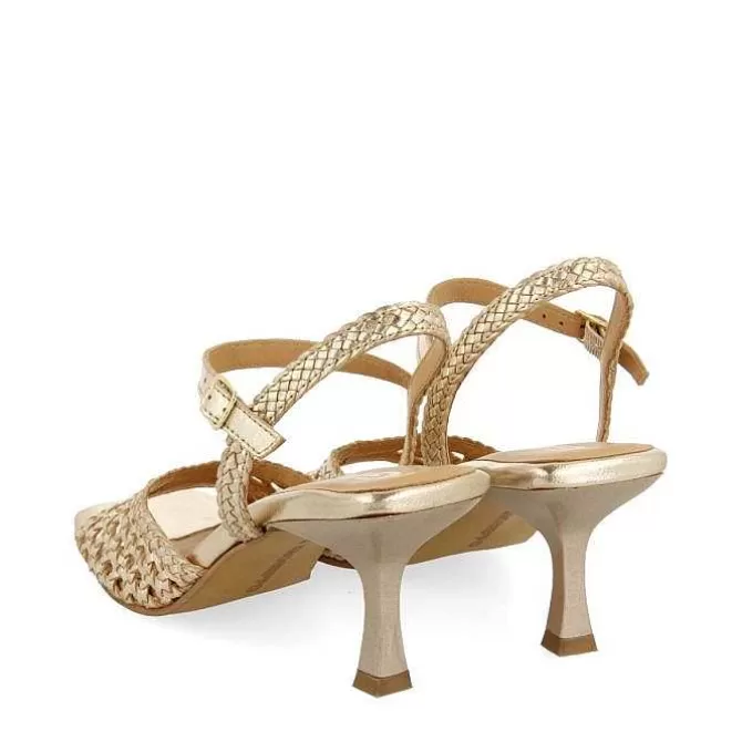 Sandalias Tacon<Gioseppo Sandalias De Tacon Dorado Con Piel Trenzada Para Mujer Durseley