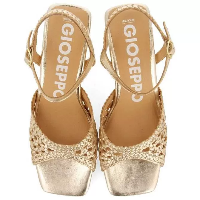 Sandalias Tacon<Gioseppo Sandalias De Tacon Dorado Con Piel Trenzada Para Mujer Durseley