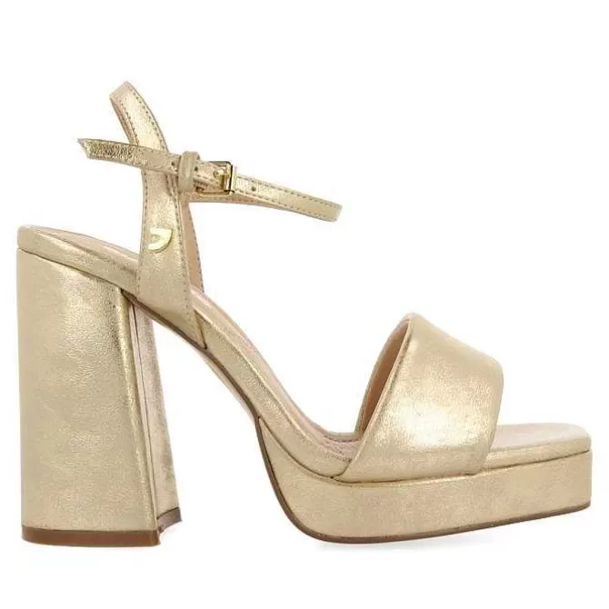 Sandalias Tacon<Gioseppo Sandalias De Tacon Dorado Con Tira Acolchada Para Mujer Lehigh