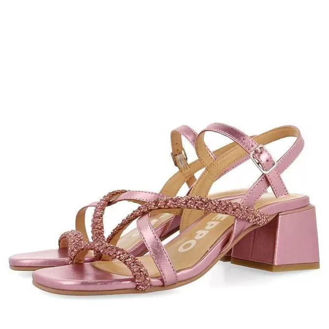 Sandalias Tacon<Gioseppo Sandalias De Tacon Fucsia Con Tiras Y Pedreria Para Mujer Niscemi