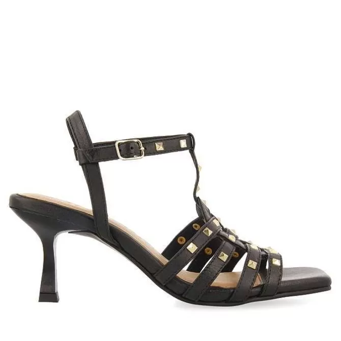 Sandalias Tacon<Gioseppo Sandalias De Tacon Negras Con Adornos Tipo Cangrejo Para Mujer Krizevci