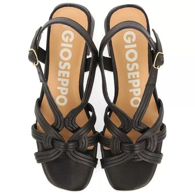 Sandalias Tacon<Gioseppo Sandalias De Tacon Negro Con Tiras Trenzadas Para Mujer Bulqize