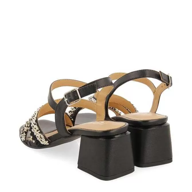 Sandalias Tacon<Gioseppo Sandalias De Tacon Negro Con Tiras Y Detalles Multicolor Para Mujer Balao