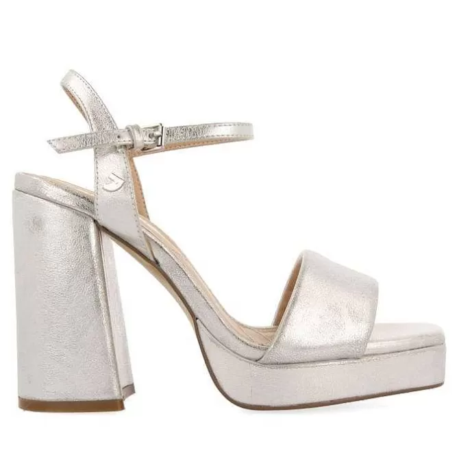 Sandalias Tacon<Gioseppo Sandalias De Tacon Plata Con Tira Acolchada Para Mujer Lehigh