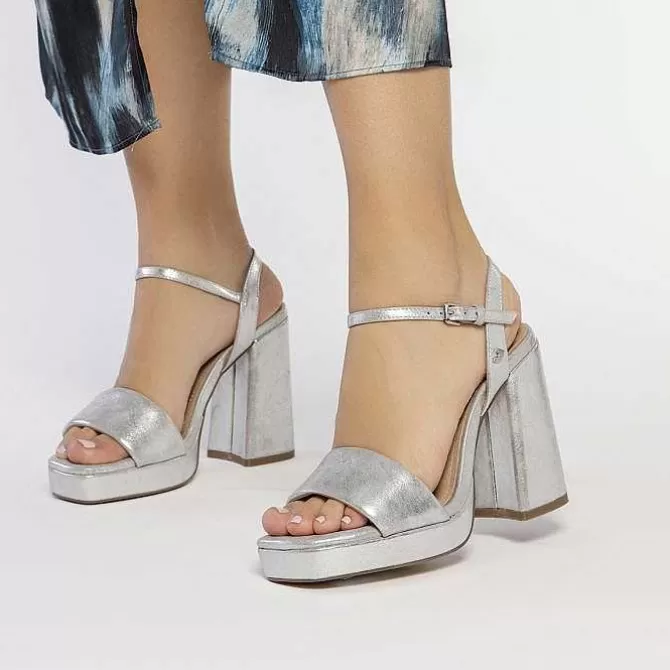 Sandalias Tacon<Gioseppo Sandalias De Tacon Plata Con Tira Acolchada Para Mujer Lehigh