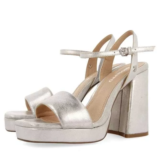 Sandalias Tacon<Gioseppo Sandalias De Tacon Plata Con Tira Acolchada Para Mujer Lehigh