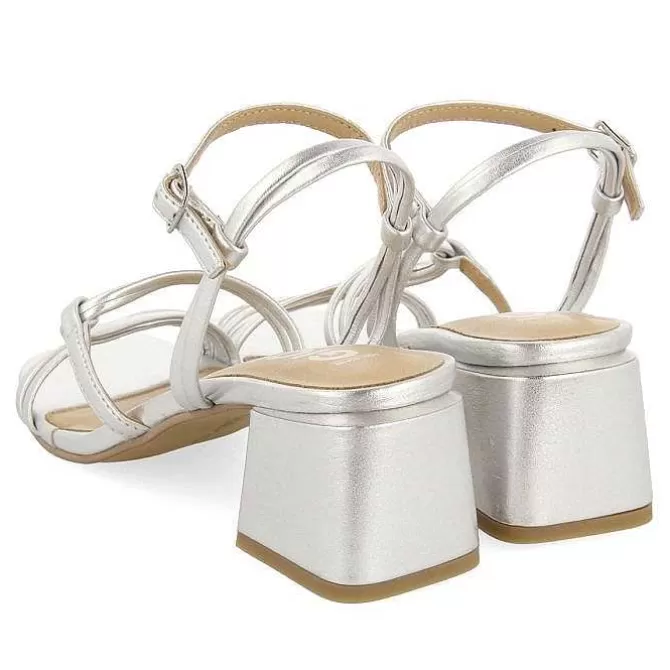 Sandalias Tacon<Gioseppo Sandalias De Tacon Plata Con Tiras Trenzadas Para Mujer Pustec
