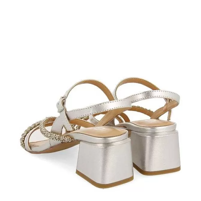 Sandalias Tacon<Gioseppo Sandalias De Tacon Plata Con Tiras Y Detalle De Pedreria Para Mujer Niscemi