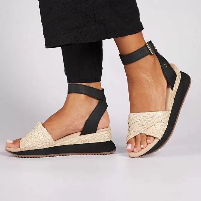 Sandalias Deportivas<Gioseppo Sandalias Deportivas Con Cuña Beige Y Negro Para Mujer Mehama