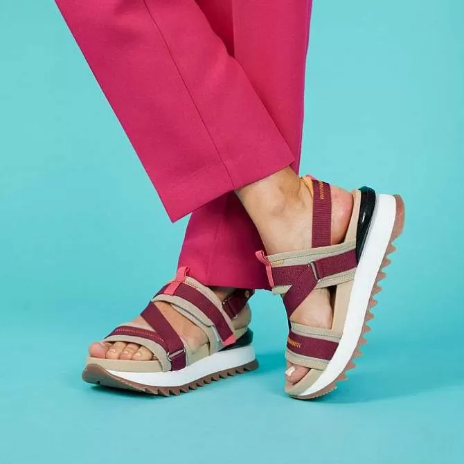 Sandalias Deportivas<Gioseppo Sandalias Deportivas De Mujer Blaru Beige Y Burdeos